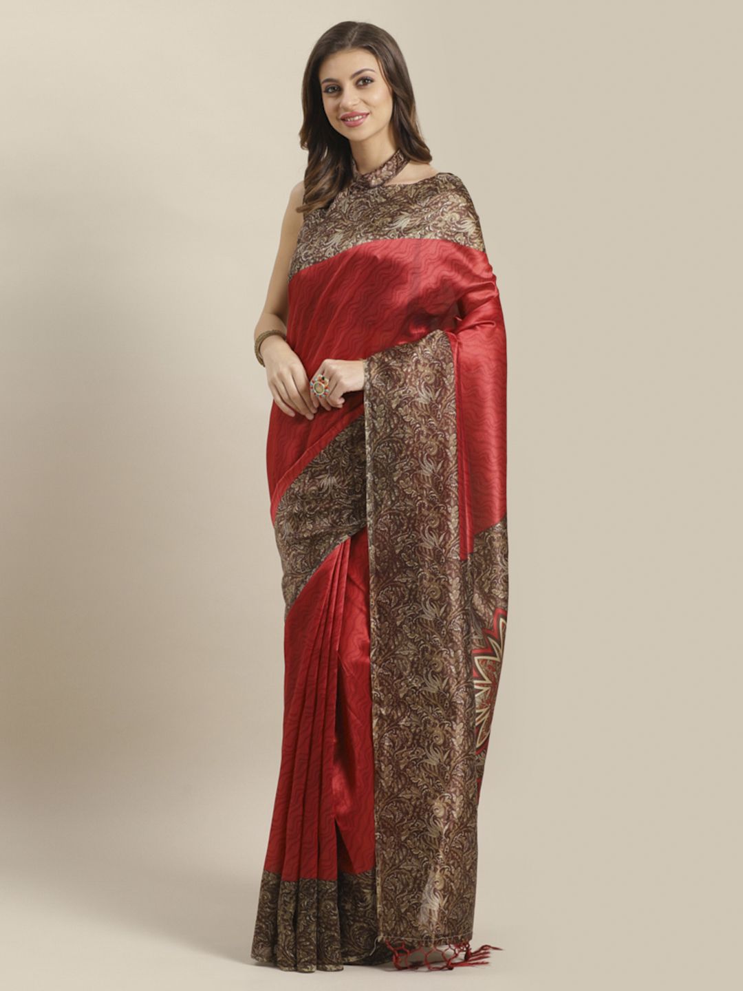 Saree mall Maroon Printed Saree Price in India