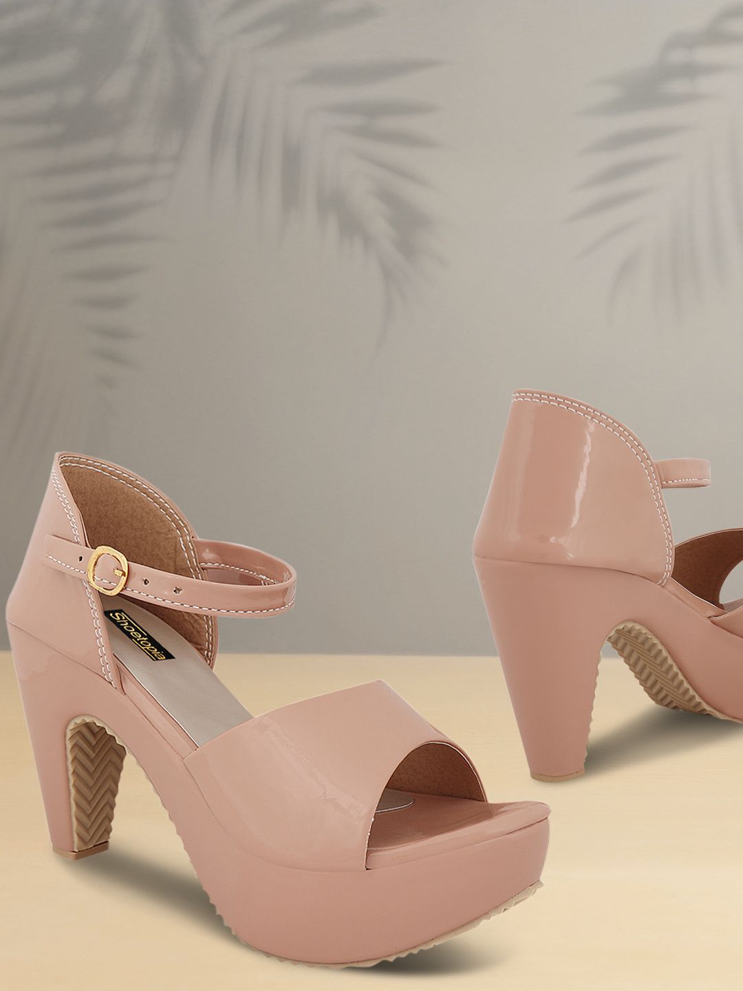 Shoetopia Women Peach-Coloured Solid Heels Price in India