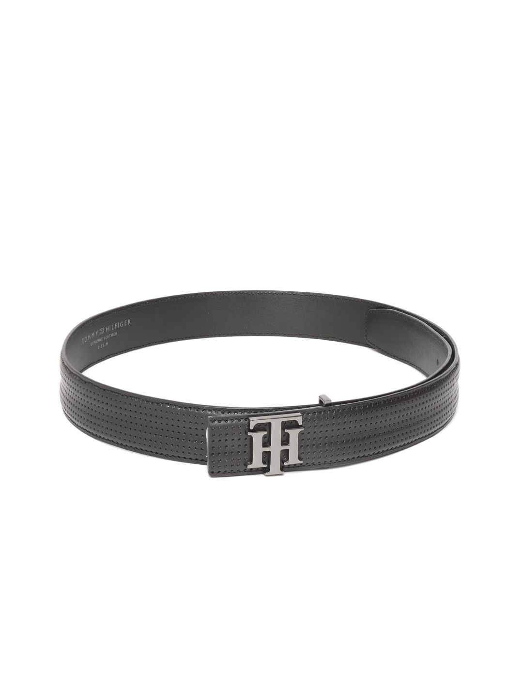 Tommy Hilfiger Men Black Textured Leather Belt