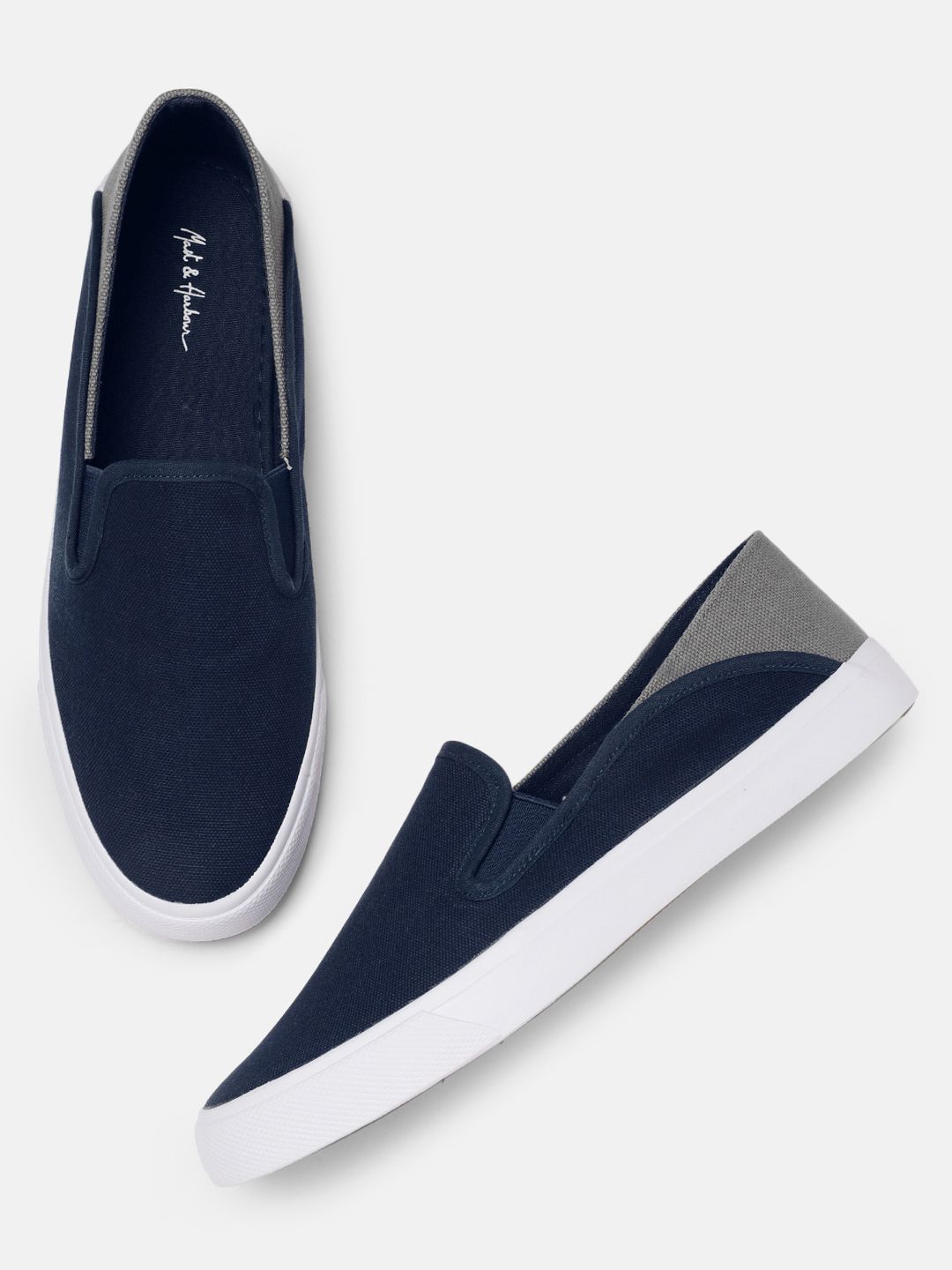 Mast & Harbour Men Navy Blue Slip-On Sneakers