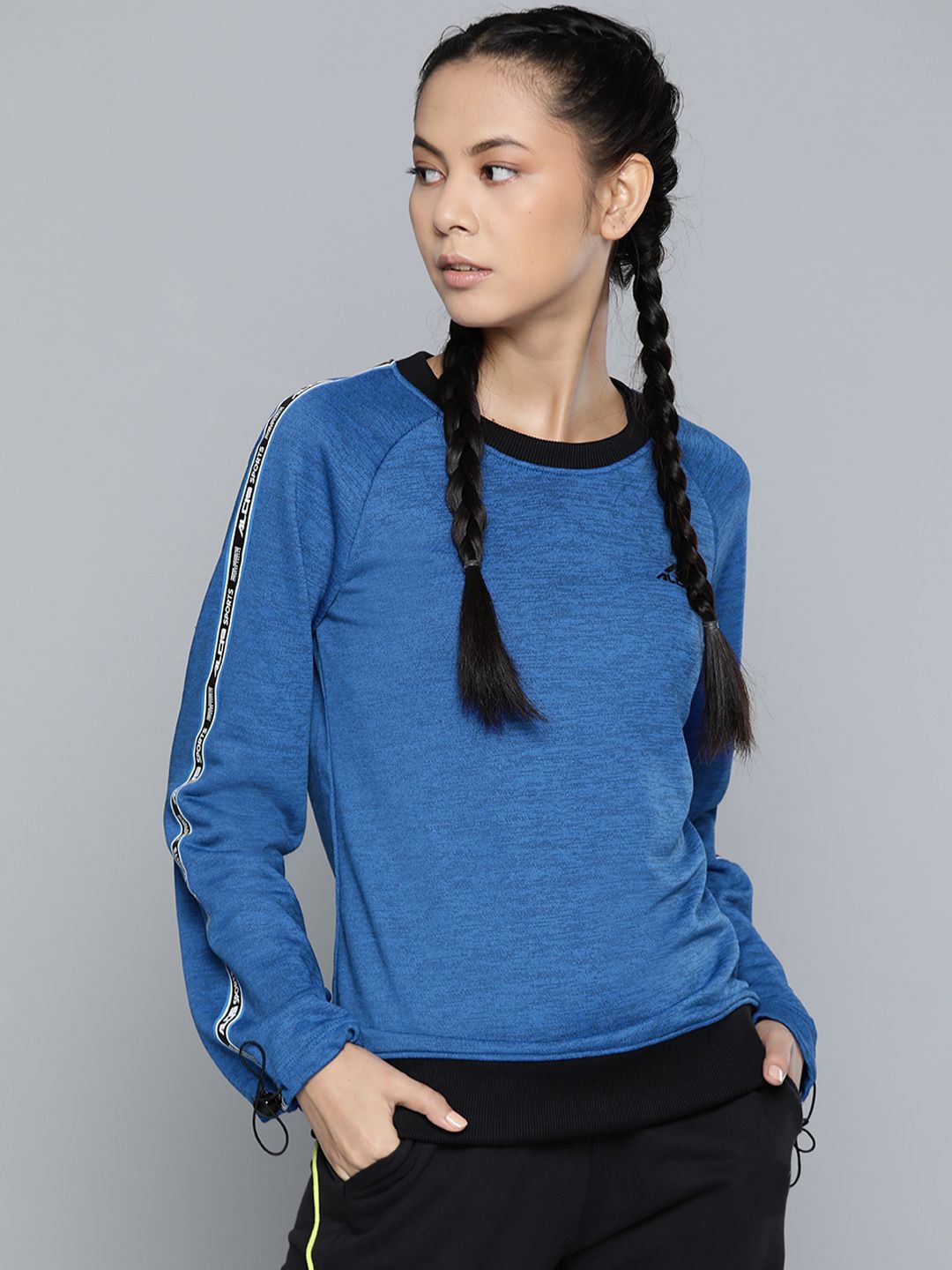 Alcis Women Blue Melange Effect Training Sweatshirt Price in India