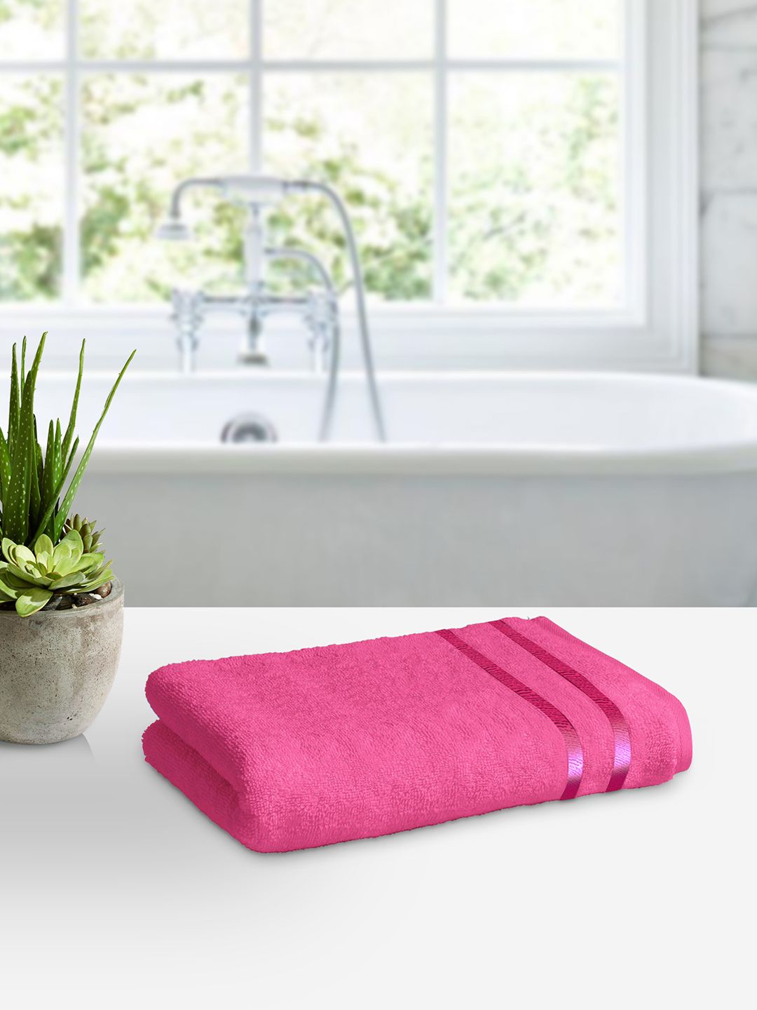 Story@home Men Pink Solid 450GSM Cotton Bath Towel Price in India