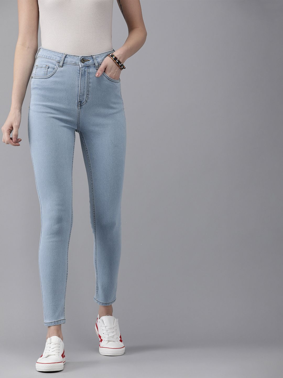 The Roadster Lifestyle Co Women Blue Super Skinny Fit High-Rise Clean Look Stretchable Jeans Price in India