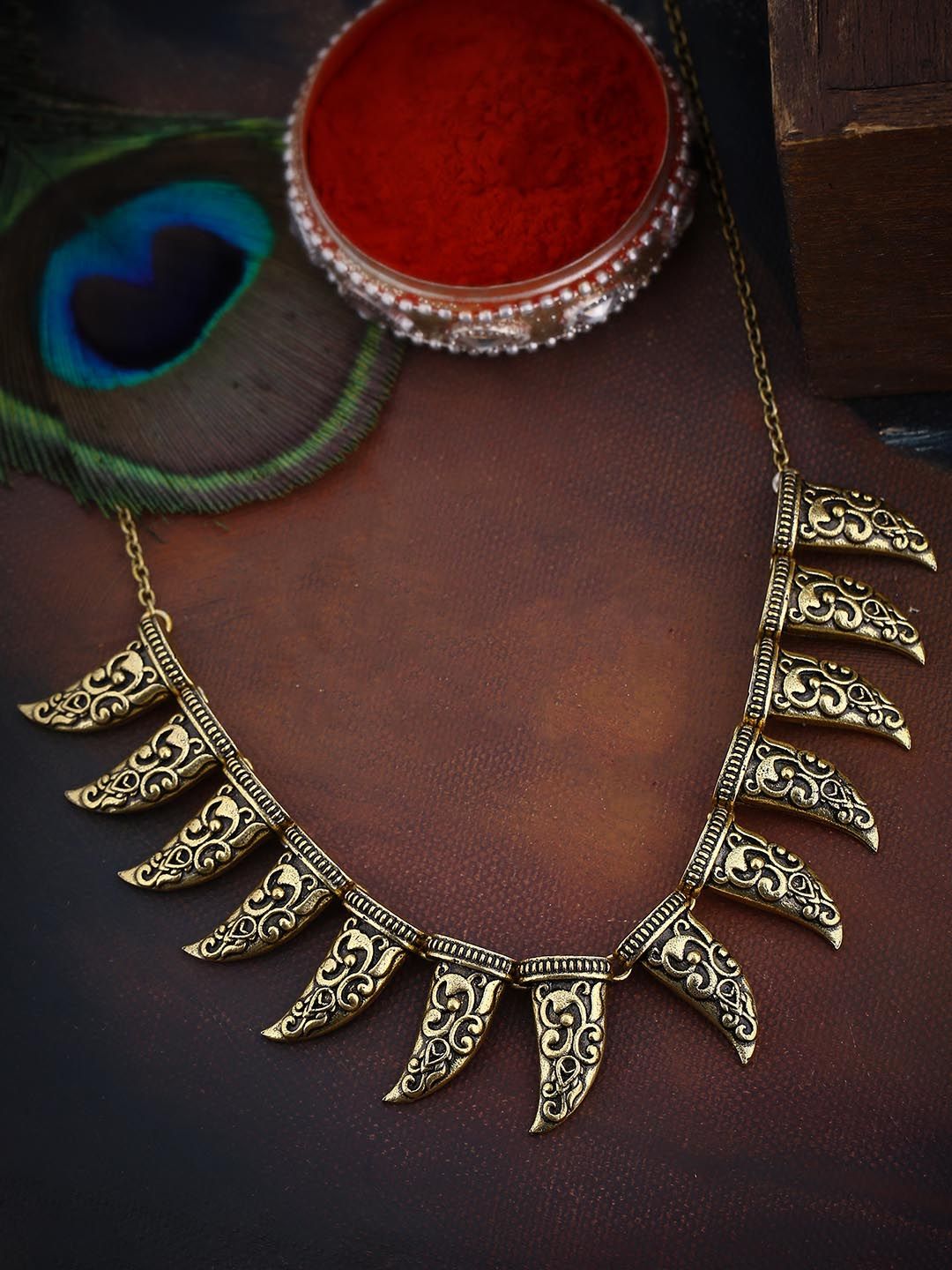 Studio voylla Gold- Plated Oxidised Necklace Price in India