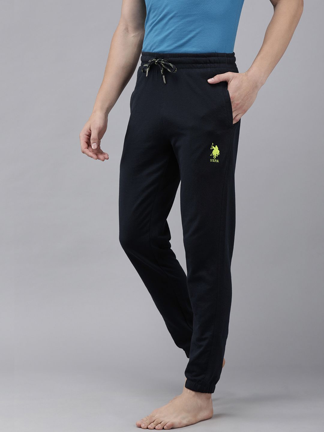 U.S. Polo Assn. Men Navy Blue Solid Lounge Joggers
