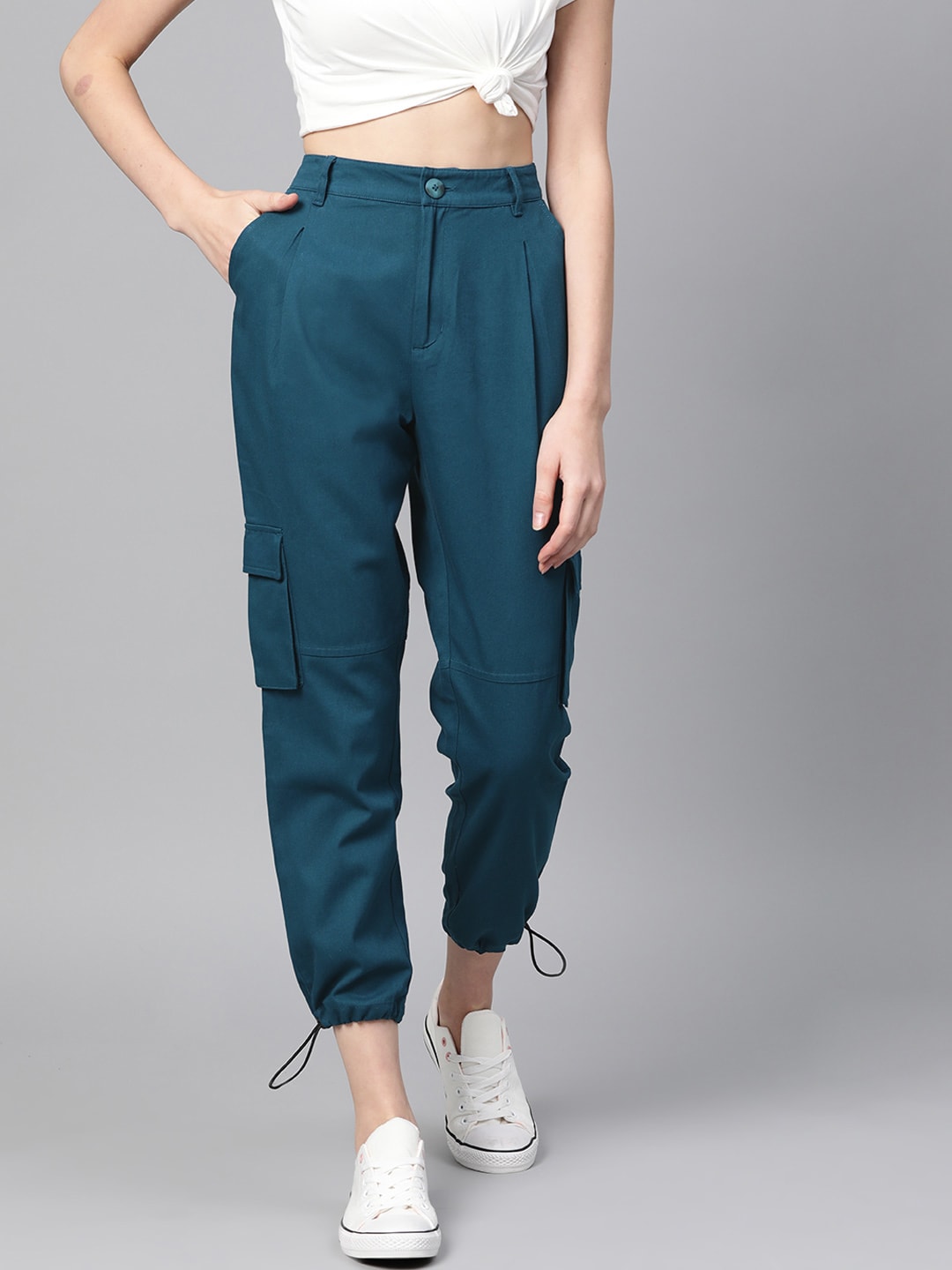 Mast & Harbour Women Teal Blue Joggers Price in India
