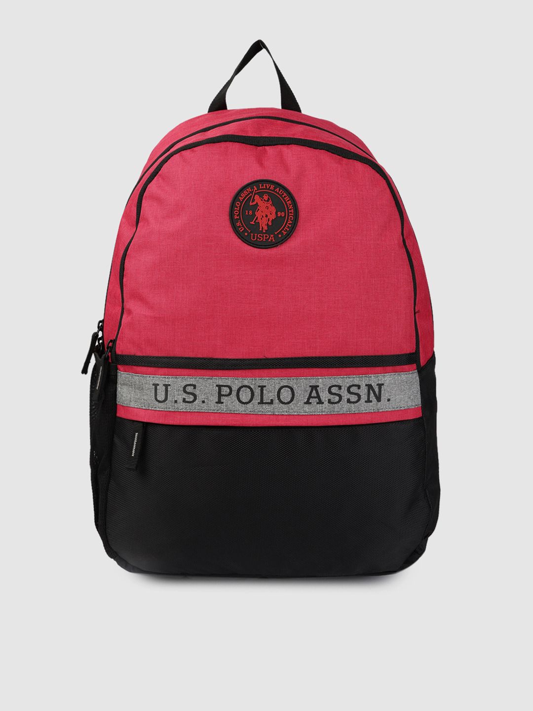 Buy U.S. Polo Assn. Unisex Red & Black Brand Logo Backpack