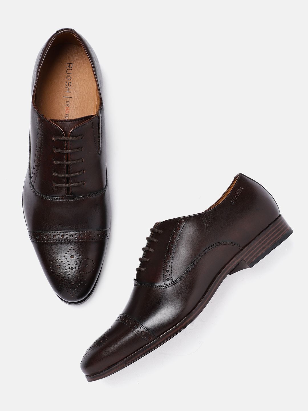 Ruosh Men Brown Solid Brisbane Leather Oxfords