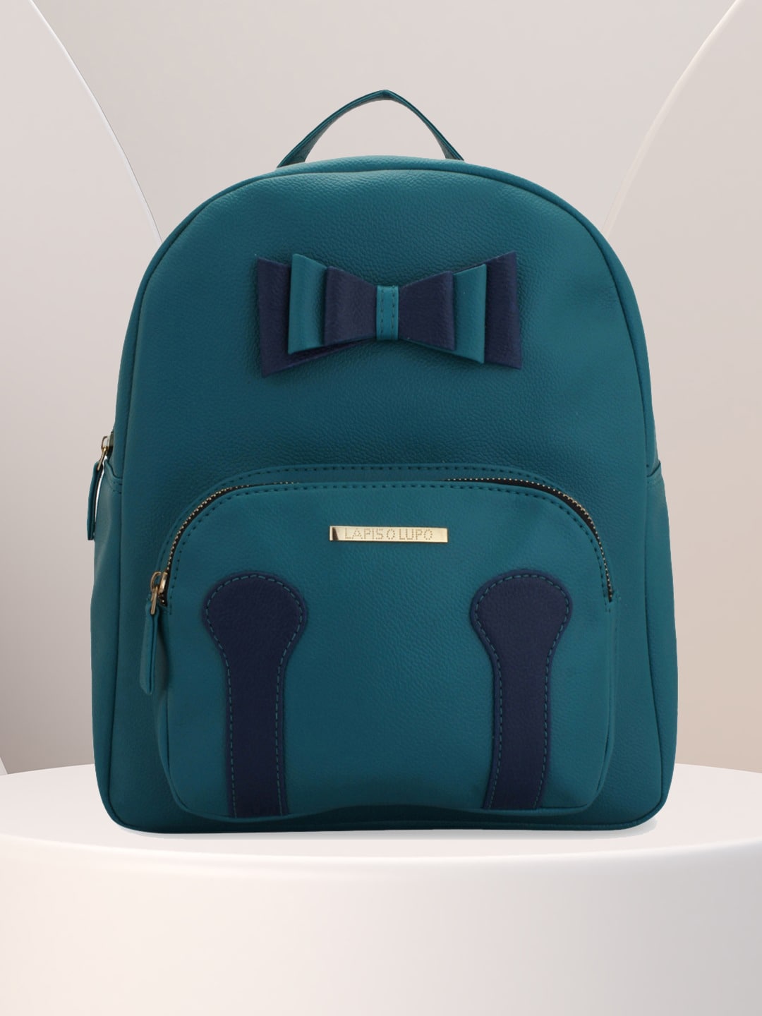 Lapis O Lupo Women Teal Blue Solid Backpack Price in India