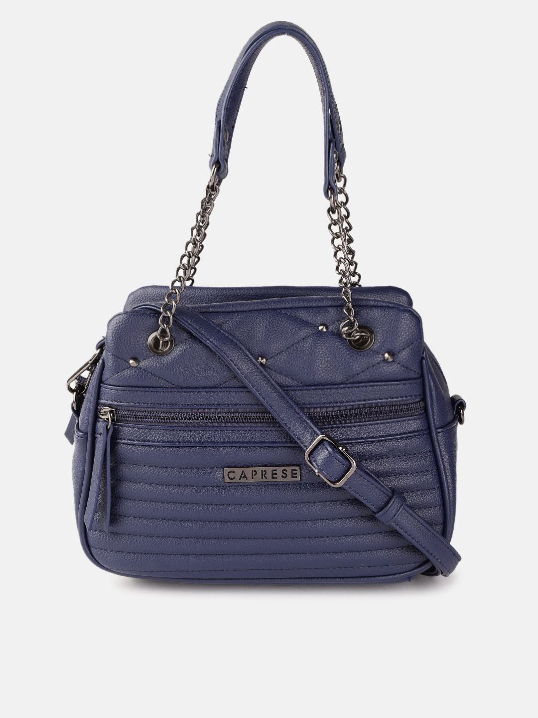 Caprese Navy Blue Quilted Handheld Bag Price in India