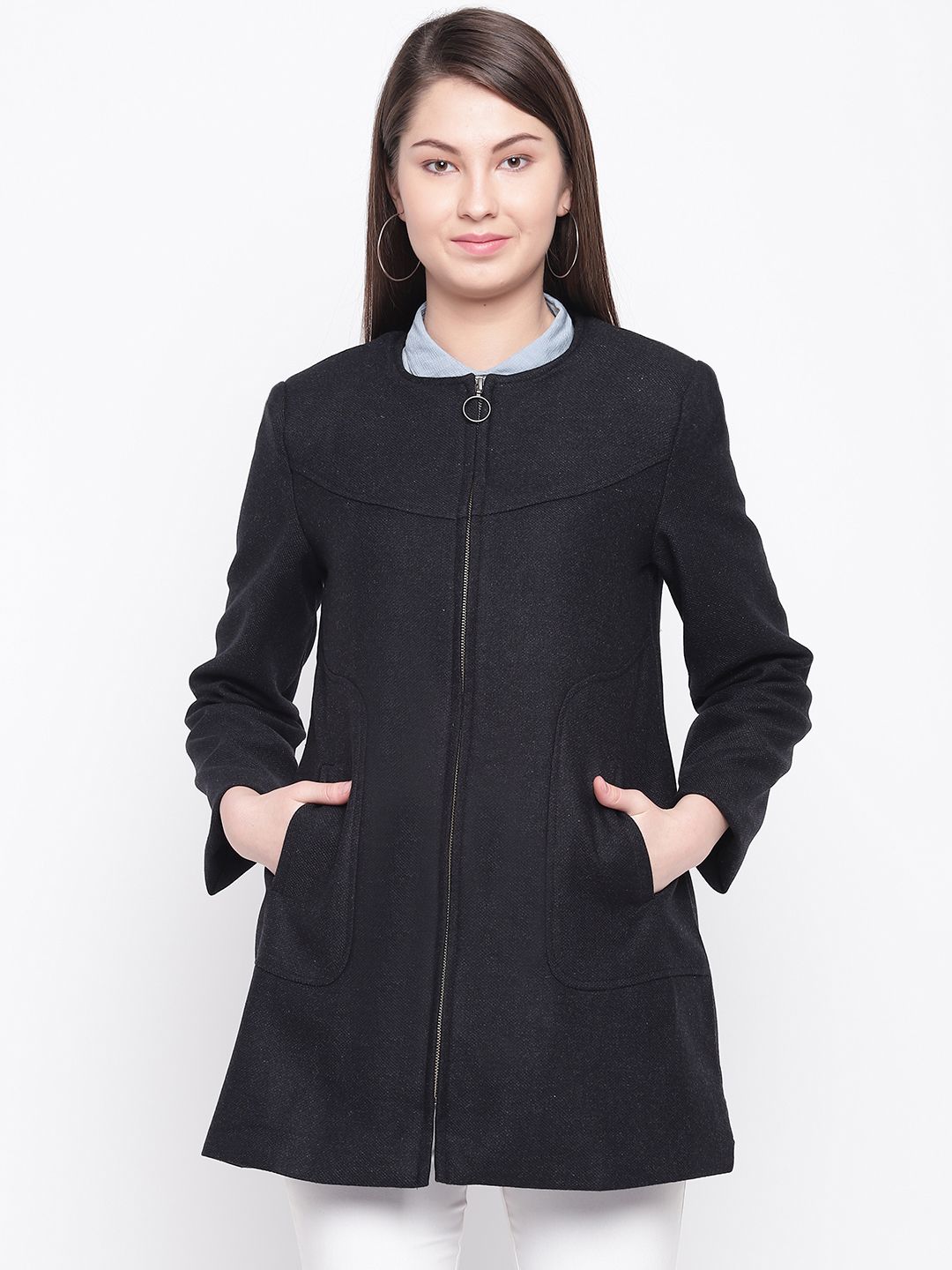 Marie Claire Women Navy Blue Solid Tailored Jacket Price in India