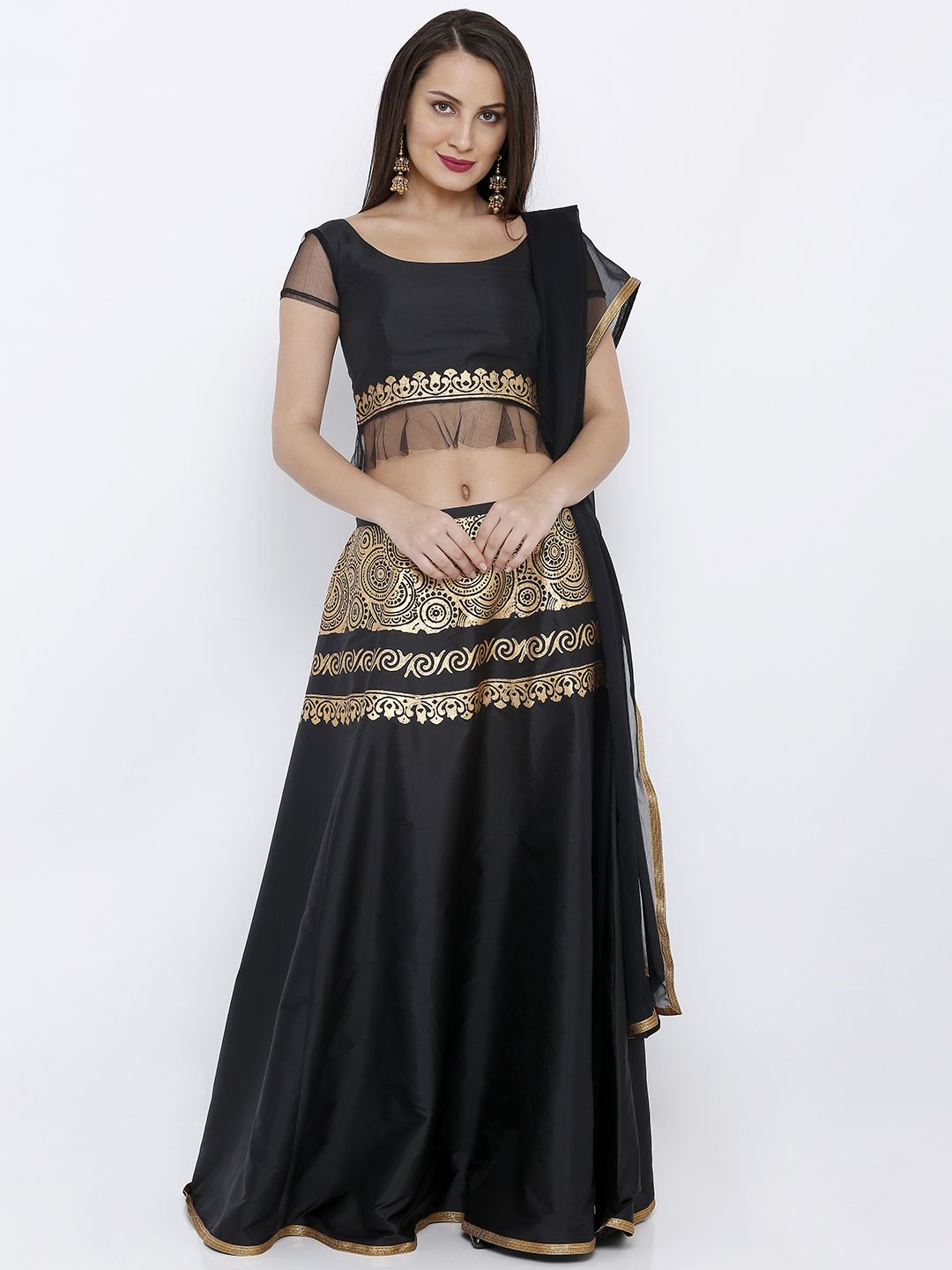 Ira Soleil Black Ready to Wear Lehenga Choli with Dupatta