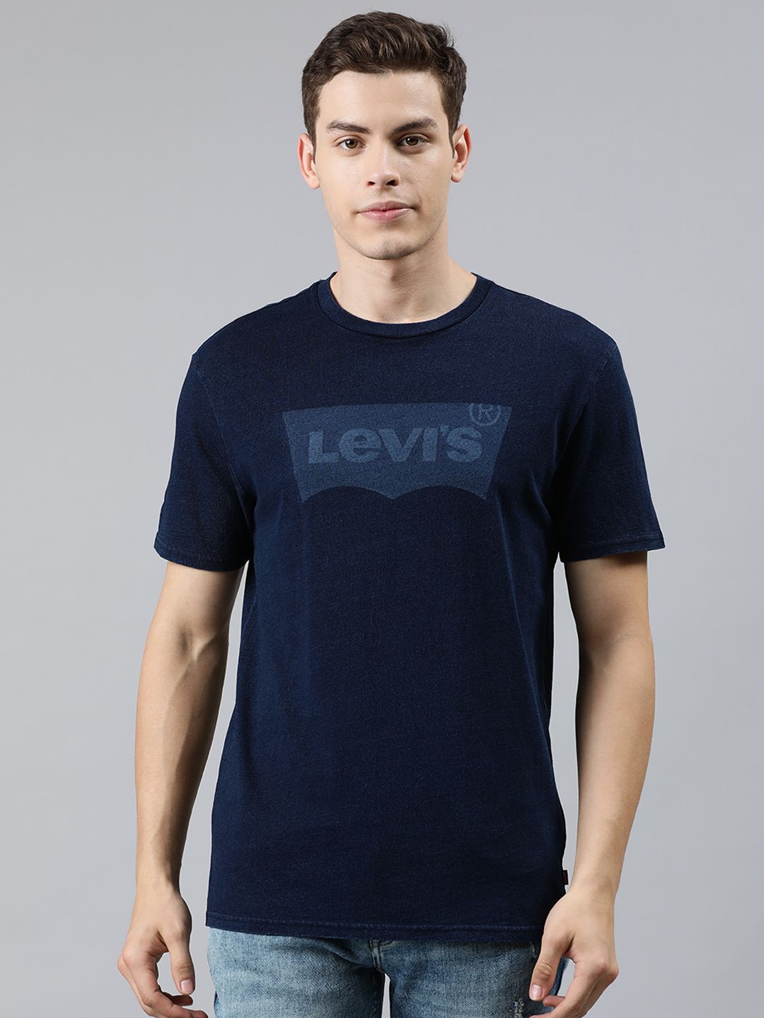 Levis Men Navy Blue Printed Round Neck T-shirt