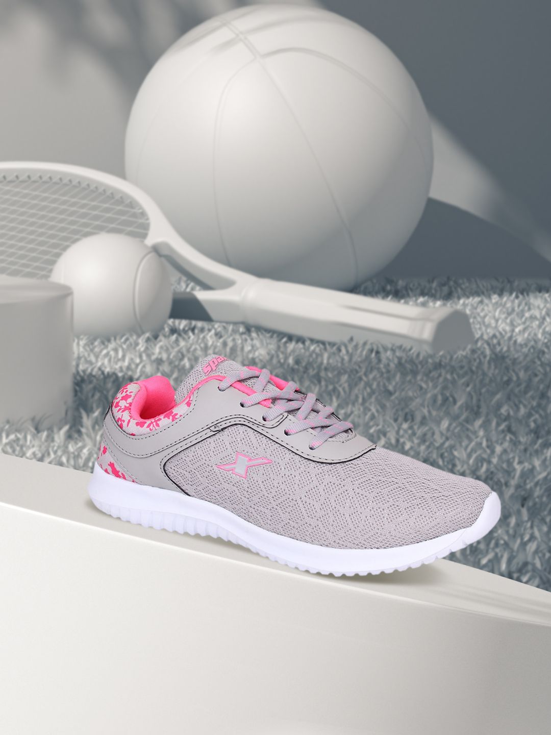 Sparx Women Grey & Pink Mesh Running Shoes Price in India