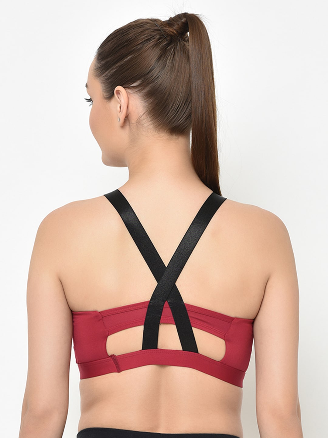 Da Intimo Red & Black Solid Lightly Padded Non-Wired Styled Back Bra DIX-192 Price in India
