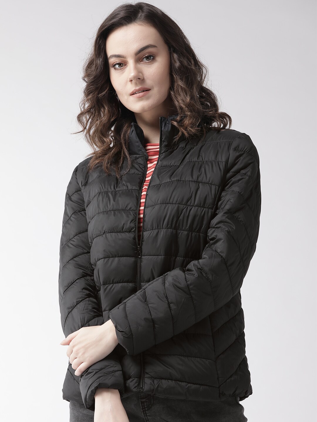 Xpose Women Black Solid Lightweight Puffer Jacket Price in India