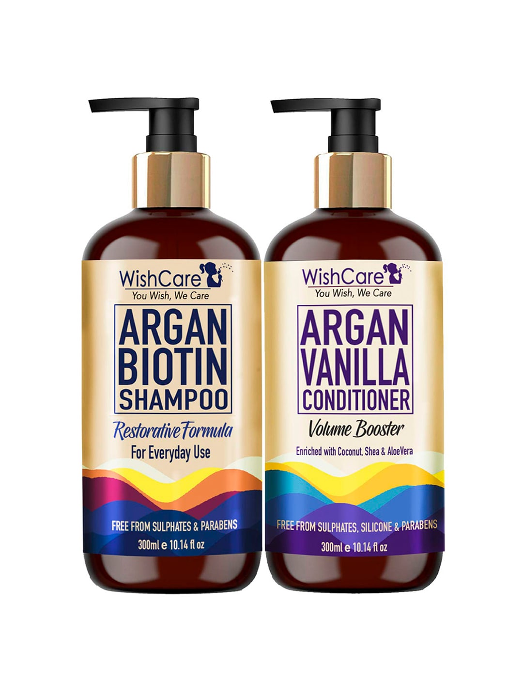 WishCare Argan Biotin Shampoo and Argan Vanilla Conditioner - 300 ml each Price in India