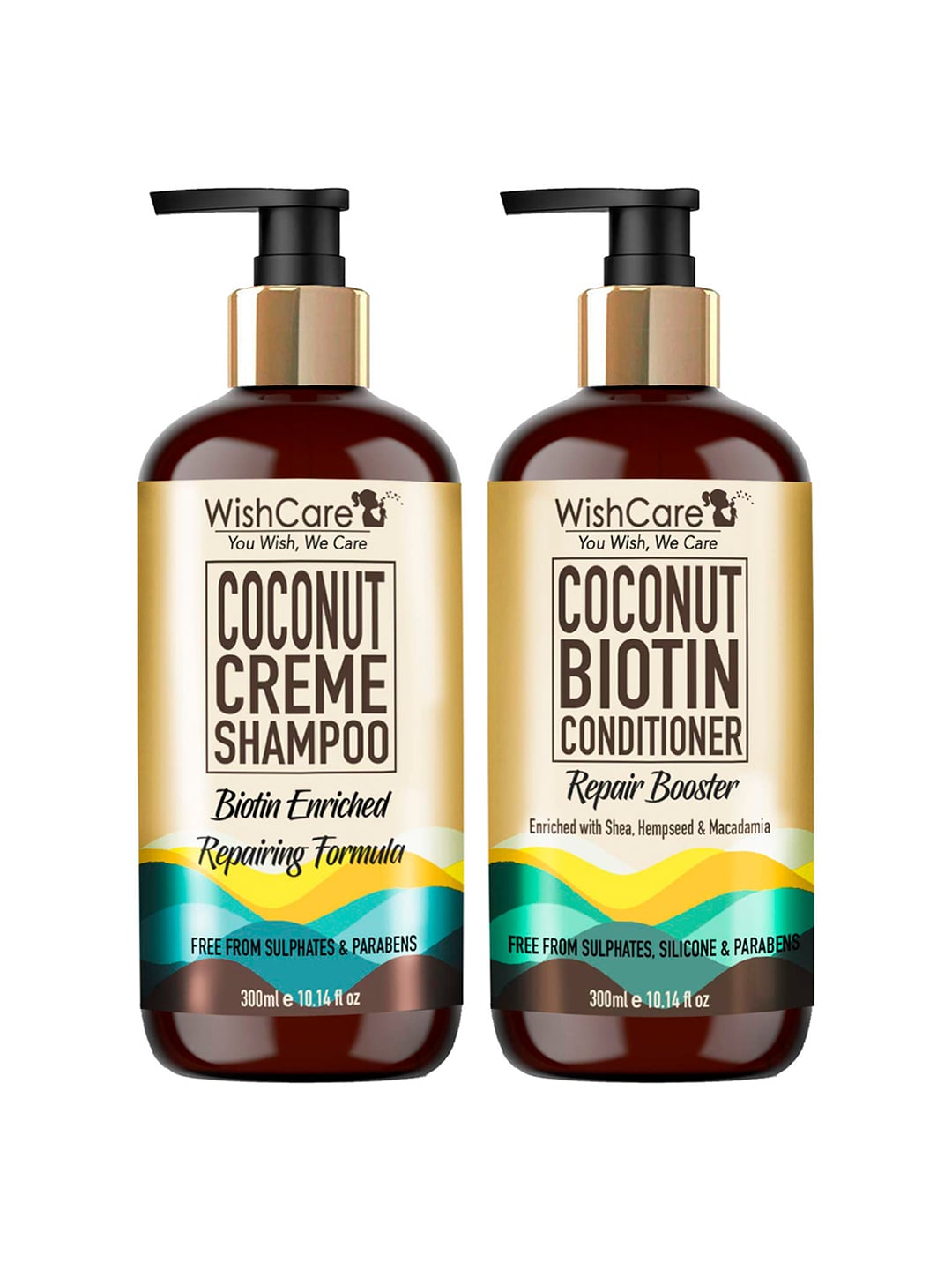 WishCare Coconut Crme Shampoo and Coconut Biotin Conditioner - 300 Ml each Price in India
