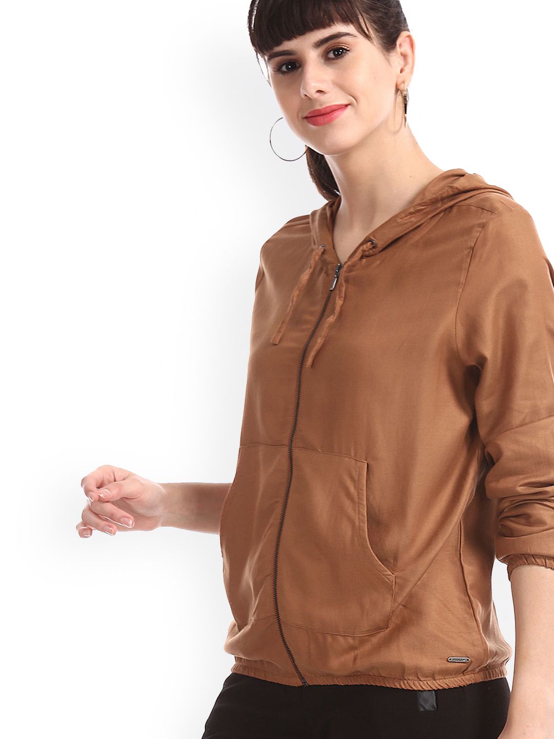 Sugr Women Tan-Brown Solid Bomber Price in India