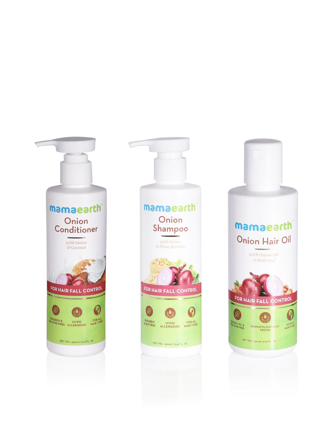 Mamaearth Unisex Set of Hair Onion Oil, Shampoo & Conditioner Hair Regrowth Kit