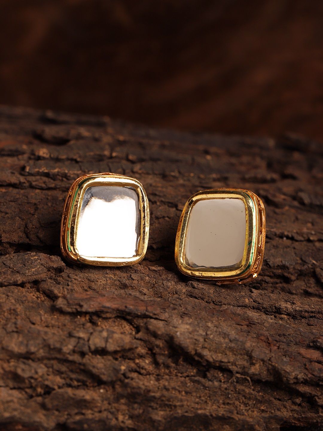 Fabstreet Gold-Plated Kundan Handcrafted Square Studs Price in India