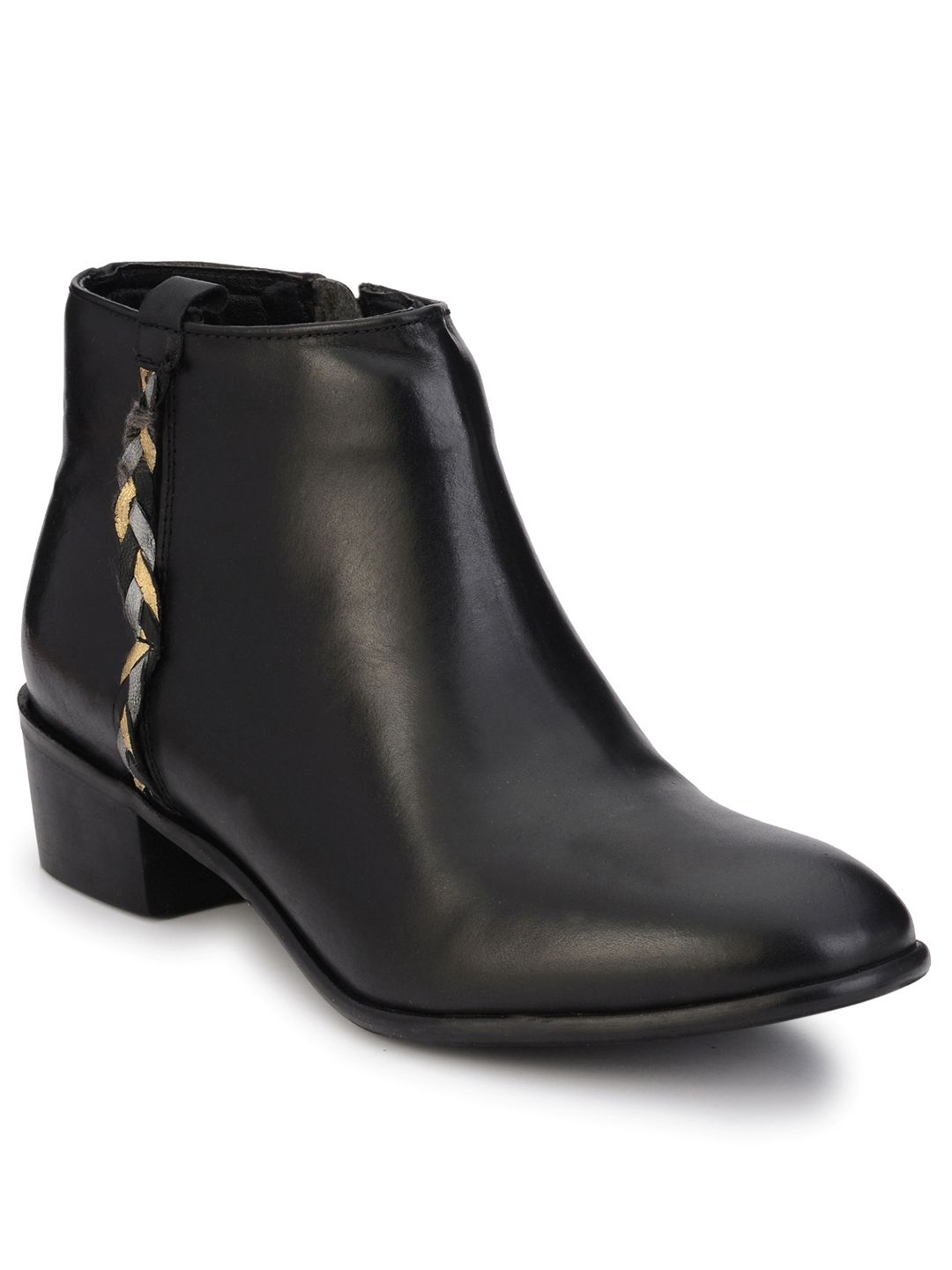 Delize Women Black Solid Heeled Boots Price in India