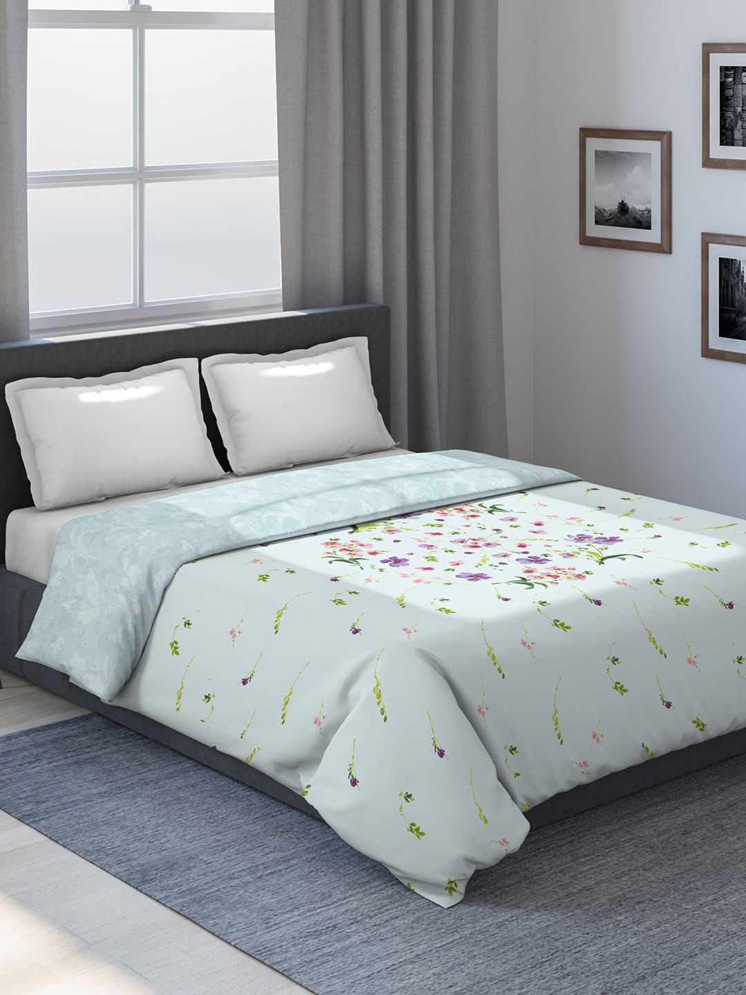 DDecor Blue Floral Mild Winter 150 GSM Double Bed Comforter Price in India