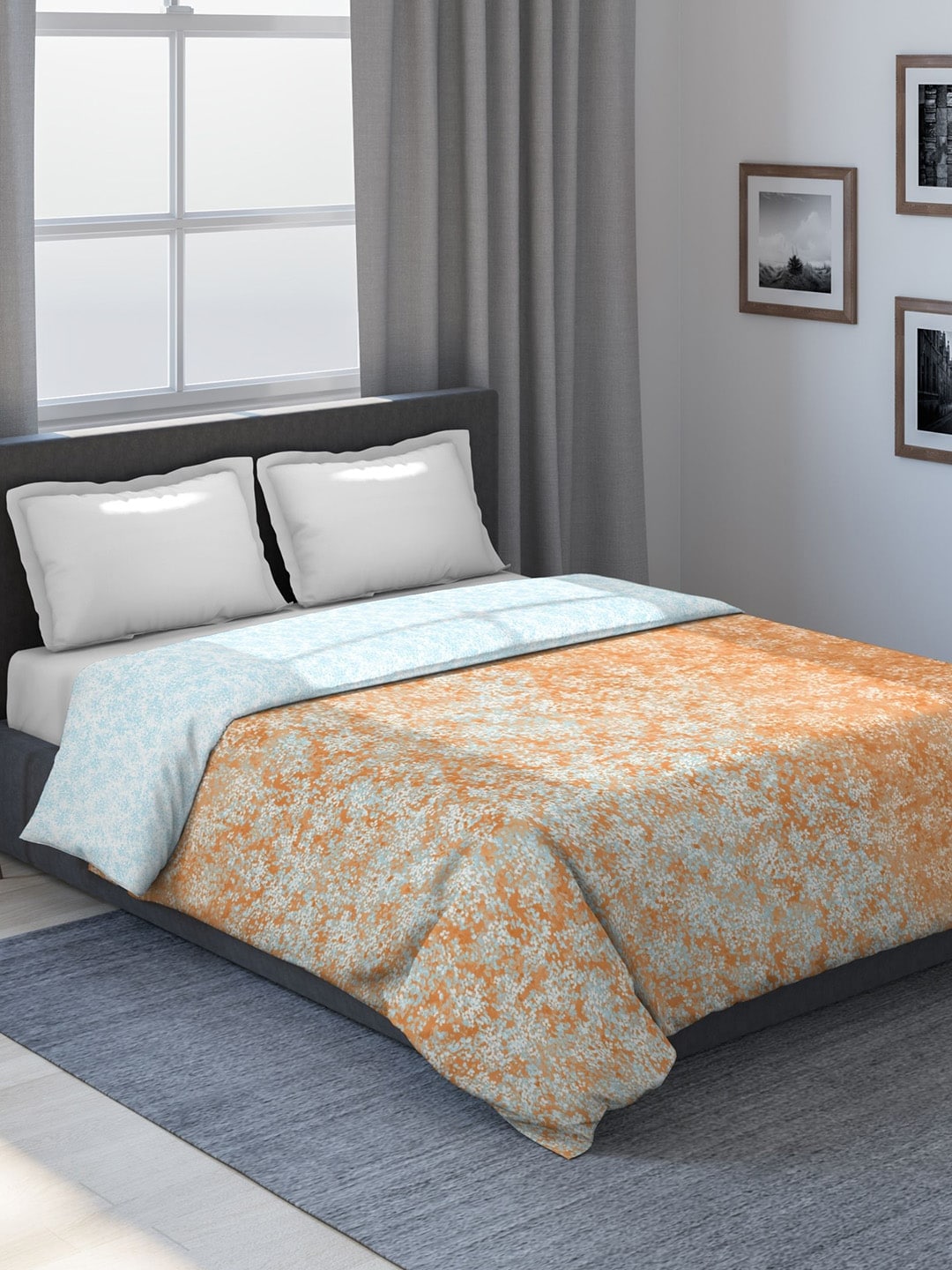 DDecor Orange & Blue Abstract Mild Winter 150 GSM Double Bed Comforter Price in India