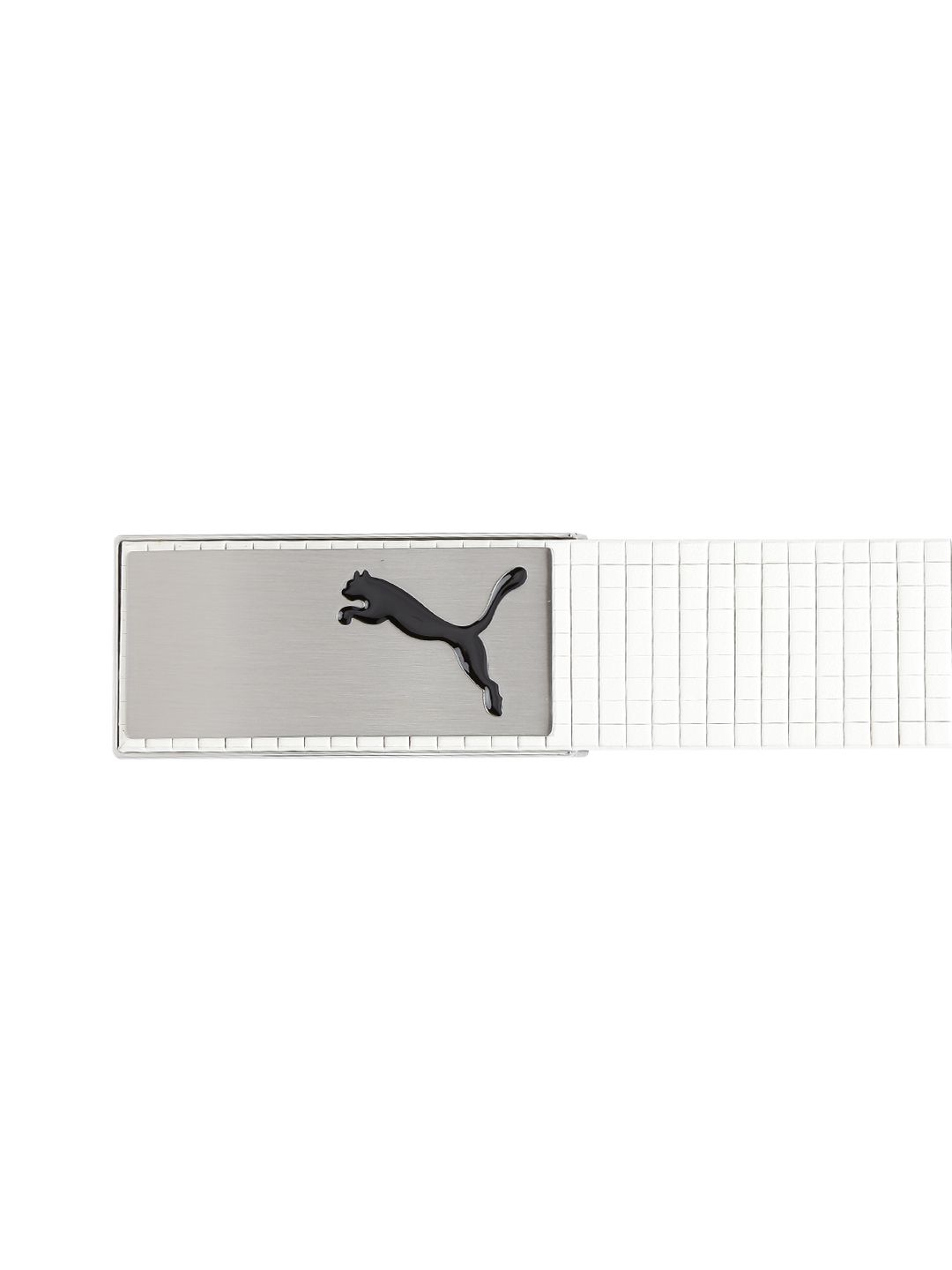 puma white leather belt