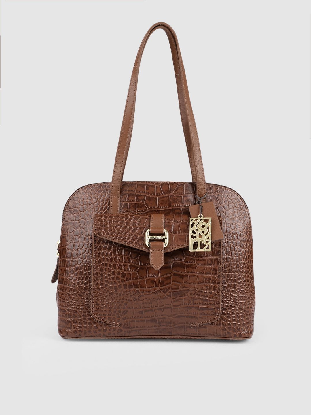 Hidesign Brown Animal Textured Leather Shoulder Bag Price in India