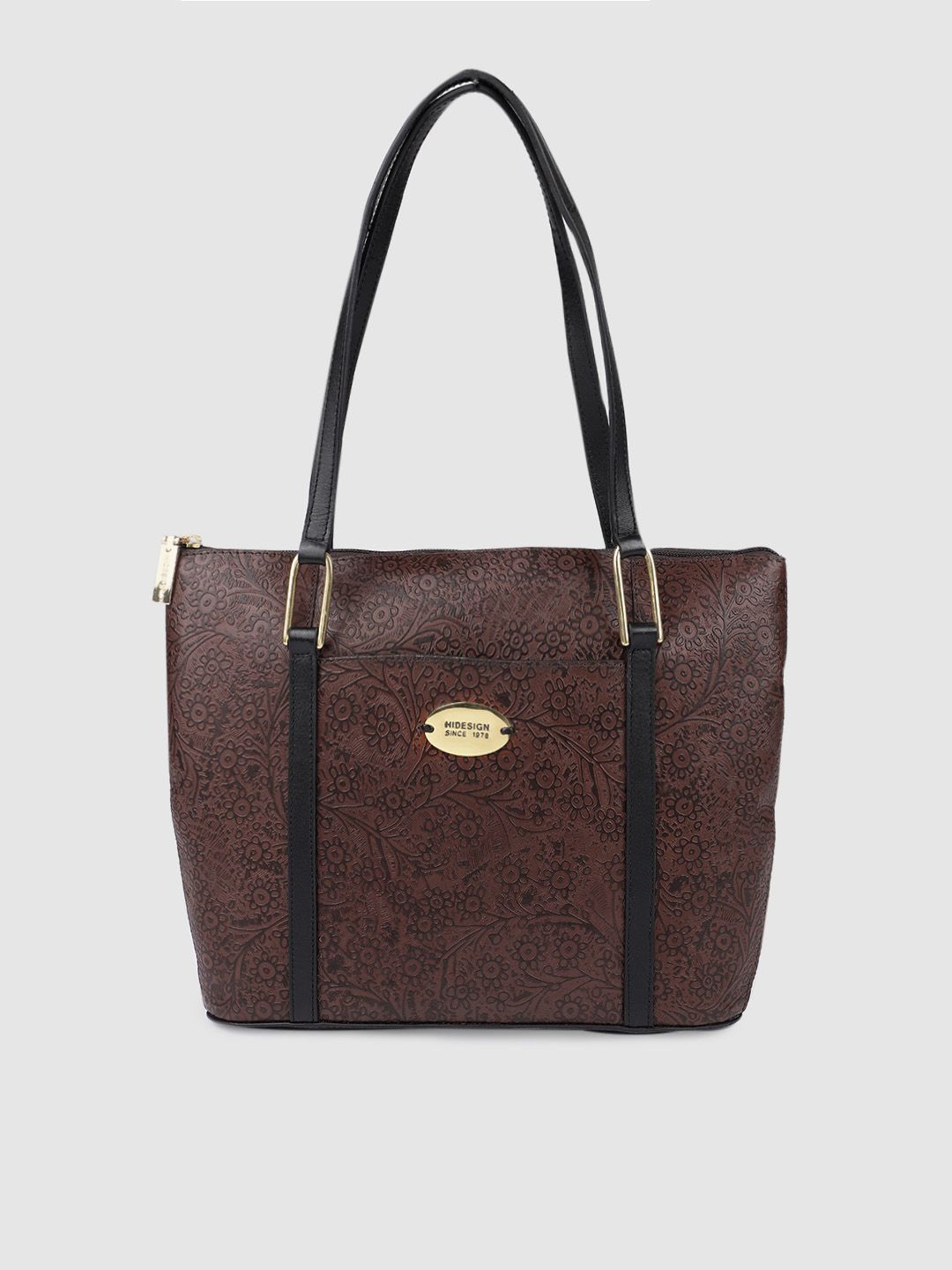 Hidesign Brown Textured Leather Shoulder Bag Price in India