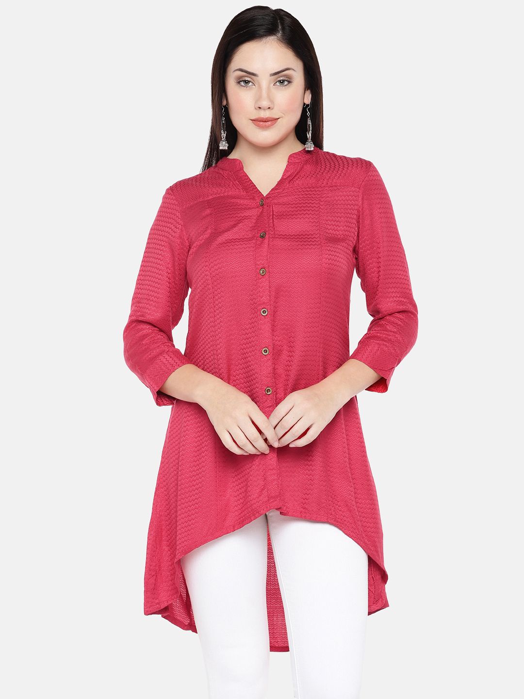 Ethnicity Women Red Solid Tunic Price in India