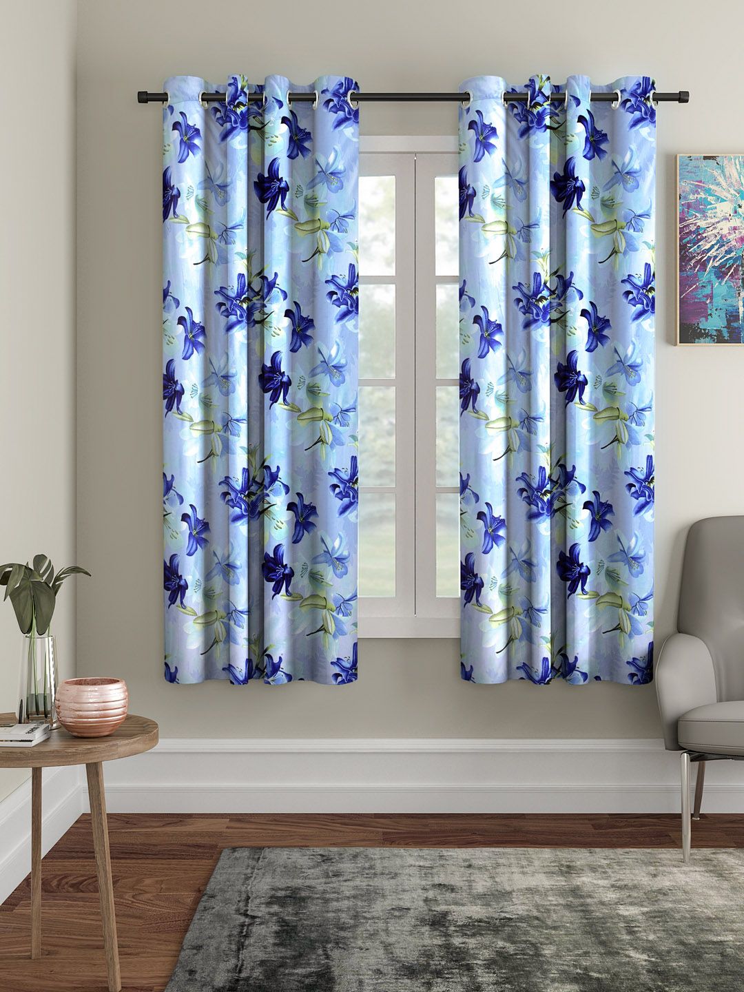 Home Sizzler Blue Set of 2 Window Curtains Price in India