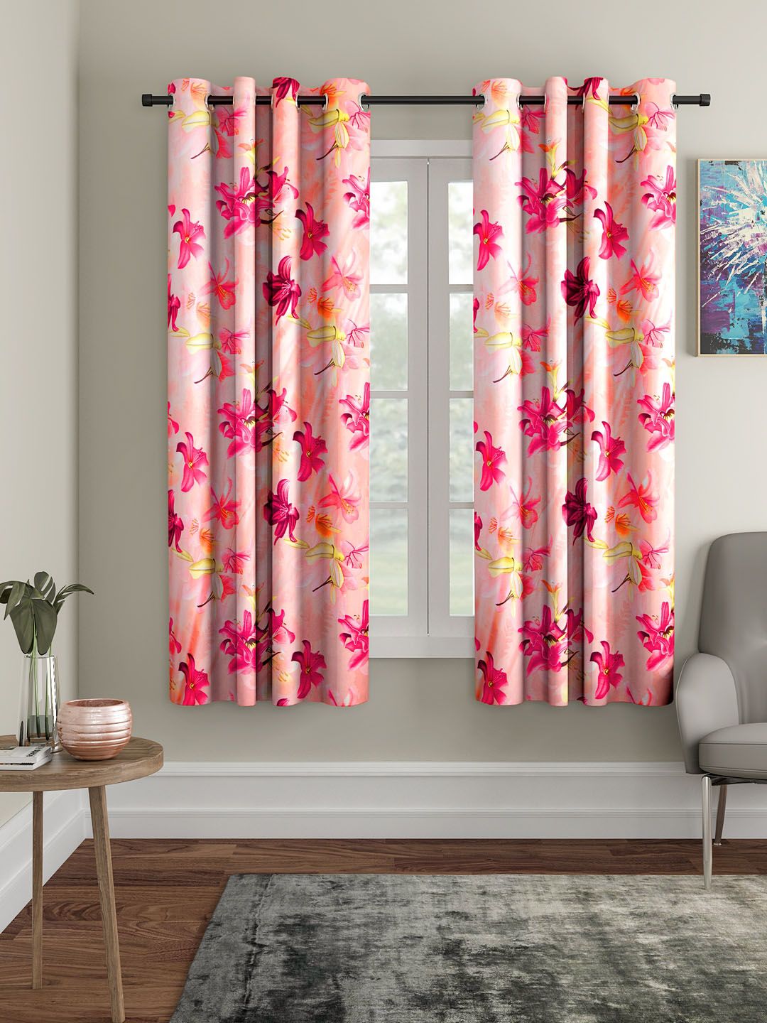 Home Sizzler Pink Set of 2 Window Curtains Price in India