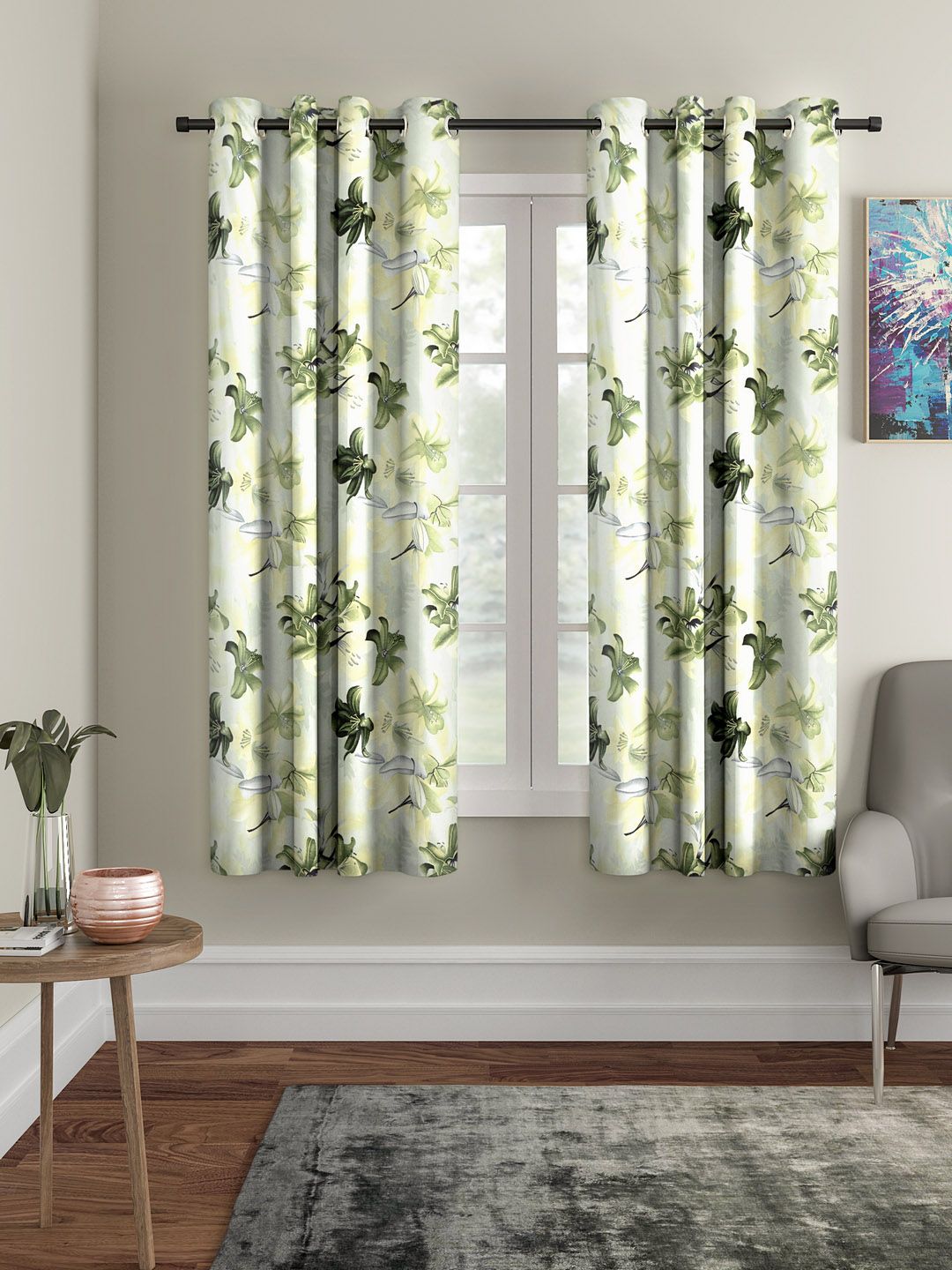 Home Sizzler Green Set of 2 Window Curtains Price in India