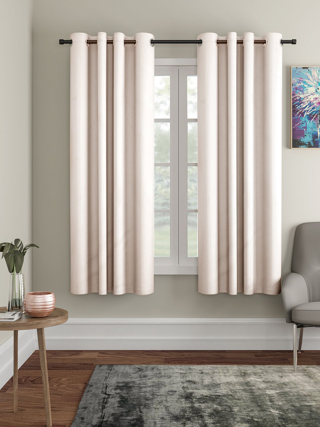 Home Sizzler Cream-Coloured Set of 2 Window Curtains Price in India