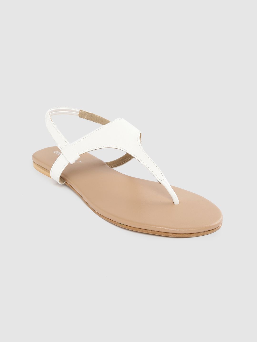 DressBerry Women White Solid T-Strap Flats