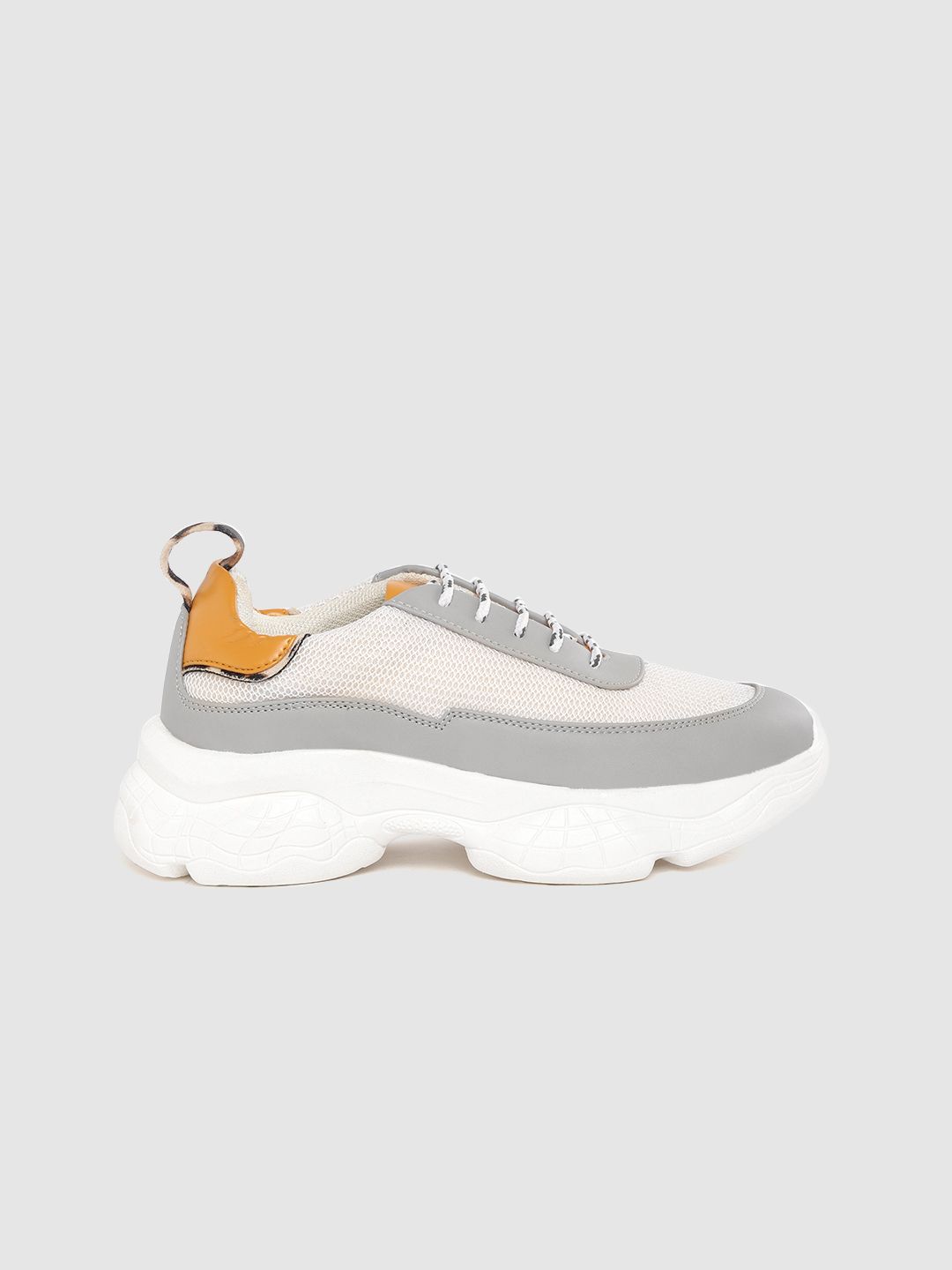 Roadster Women Off-White & Grey Colourblocked Sneakers Price in India
