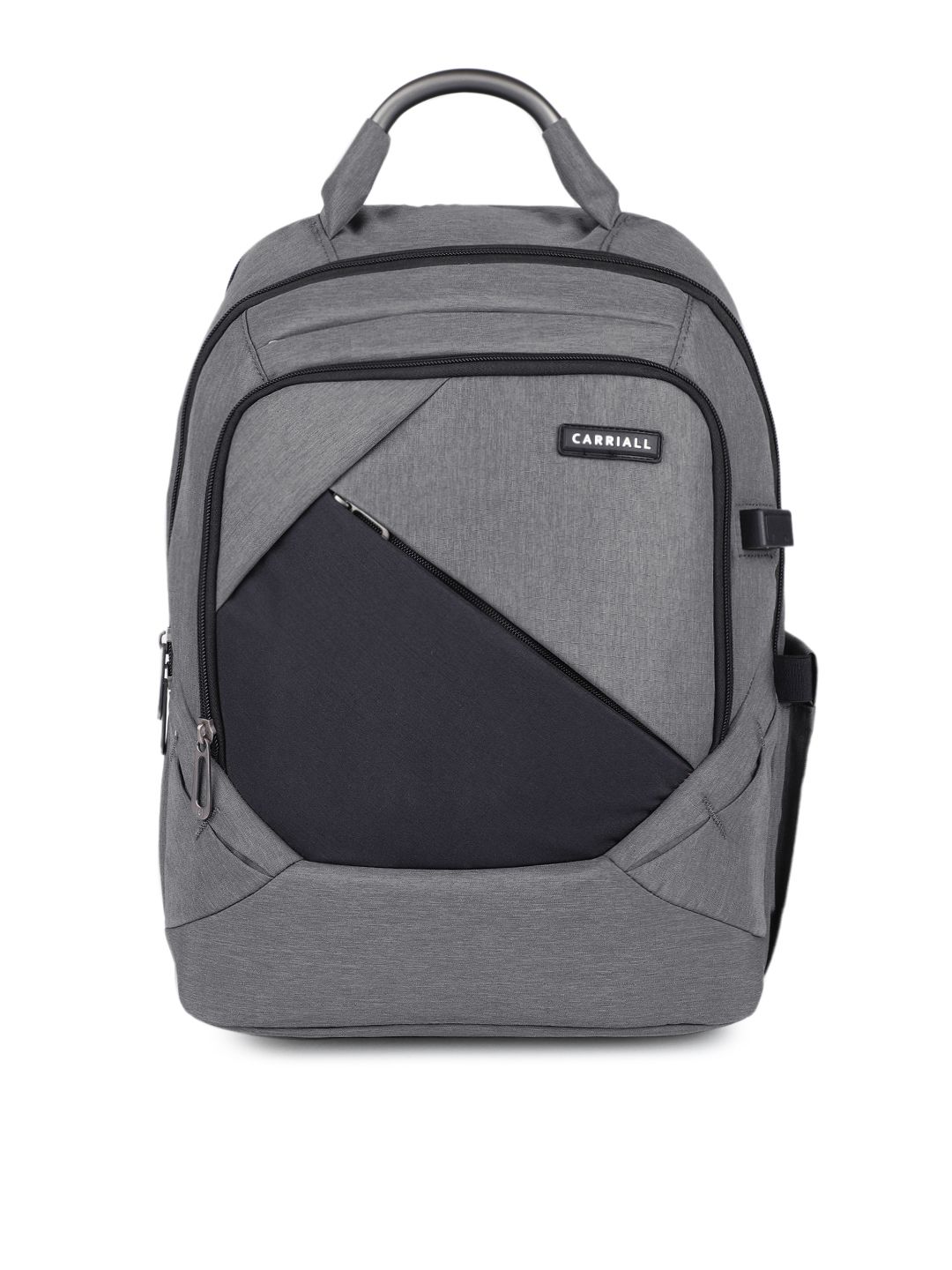 CARRIALL Unisex Grey & Black Colourblocked Smart Laptop Backpack with Charging port Price in India