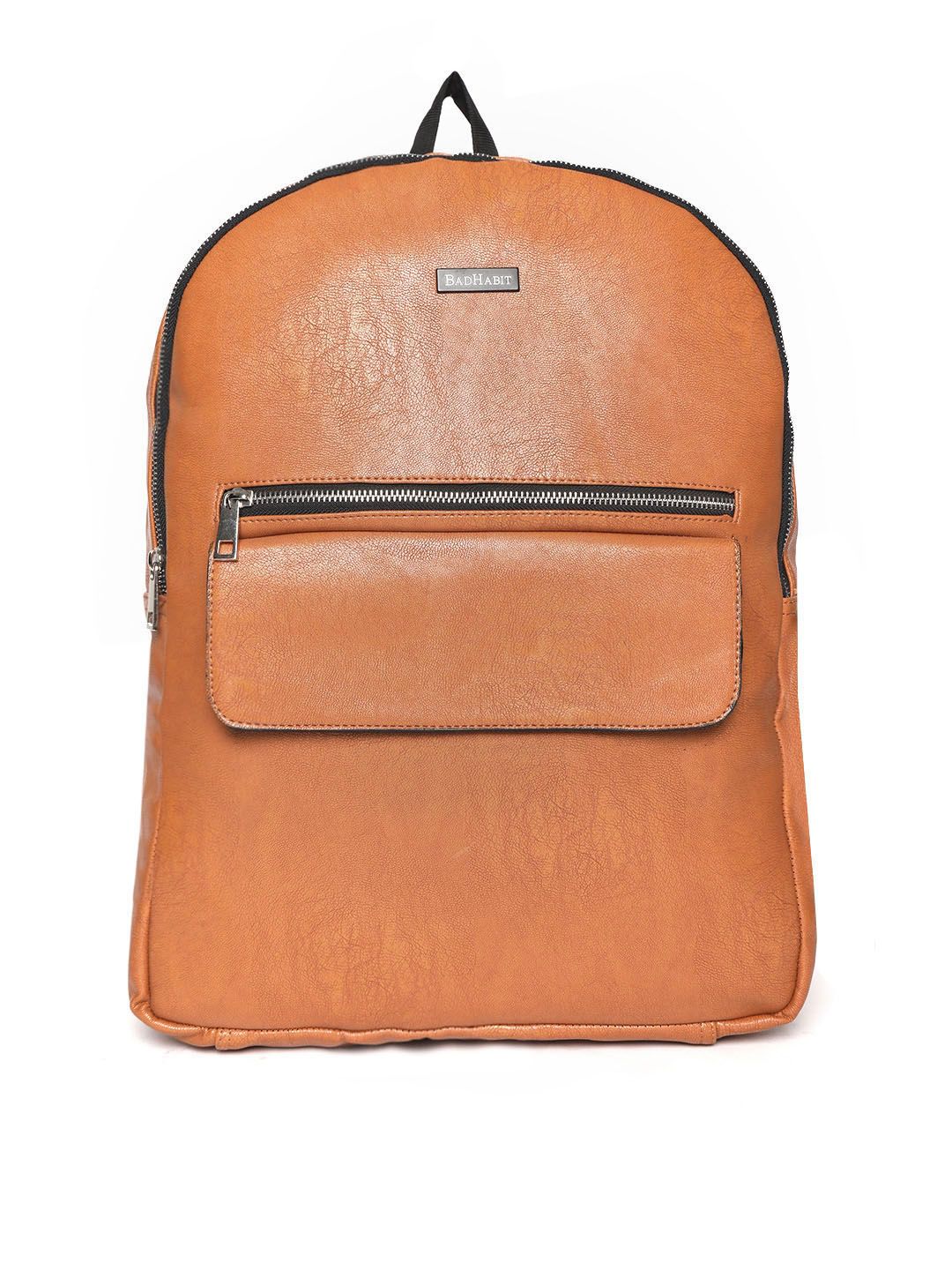 BAD HABIT Unisex Tan Brown Solid Laptop Backpack Price in India