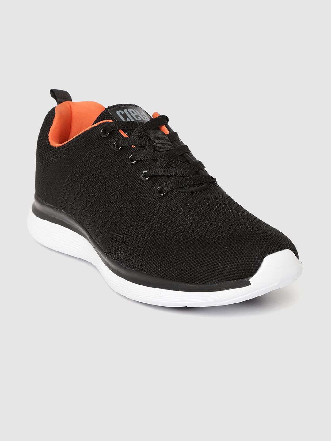 Crew STREET Men Black Woven Design Running Shoes