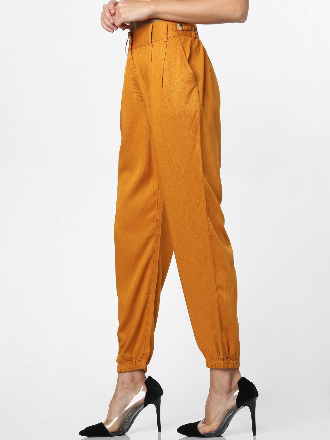 ONLY Women Mustard Yellow Regular Fit Solid Joggers Price in India