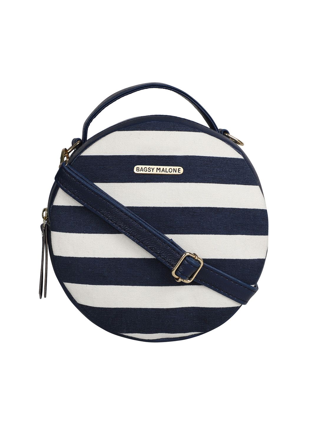 Bagsy Malone Blue & White Striped Round Sling Bag Price in India