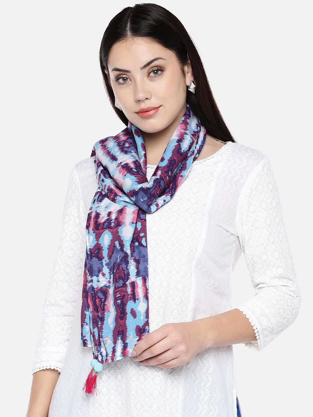 shiloh Women Blue & Off-White Printed Scarf Price in India