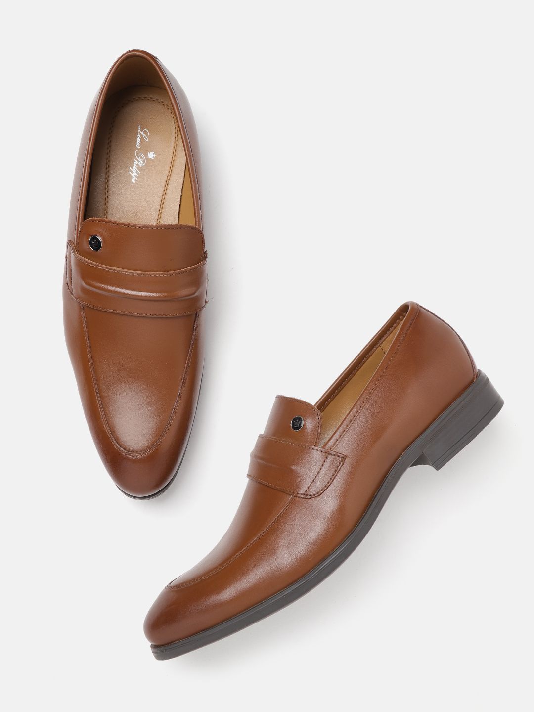 Louis Philippe Men Tan Brown Leather Formal Slip-Ons