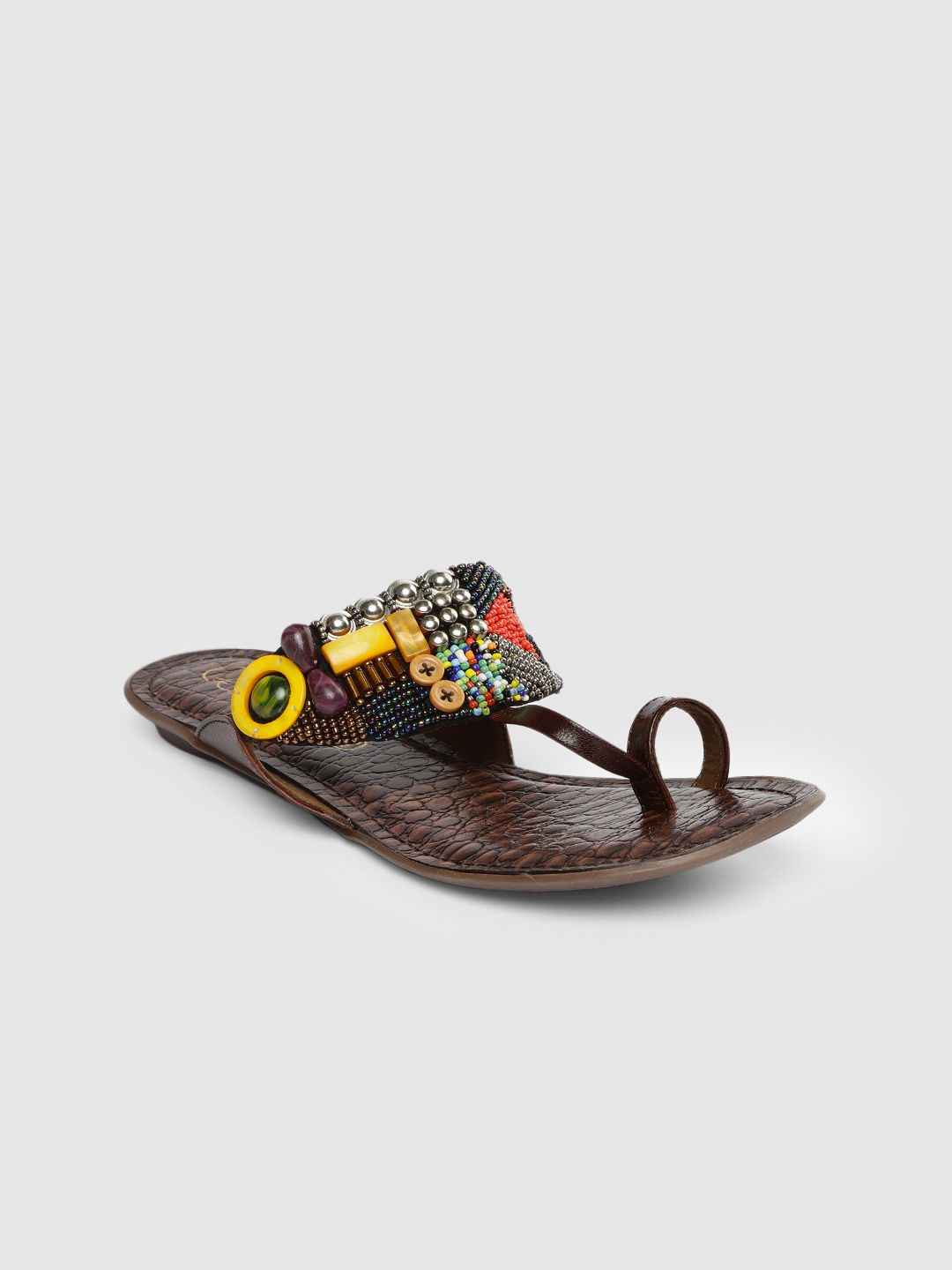 Catwalk Women Brown Embellished One Toe Flats Price in India