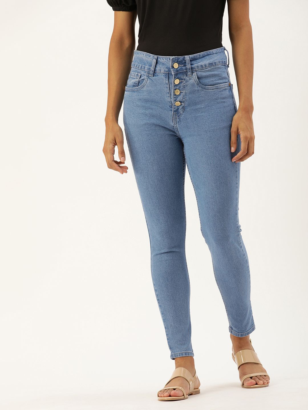 DressBerry Women Blue Skinny Fit High-Rise Clean Look Stretchable Jeans