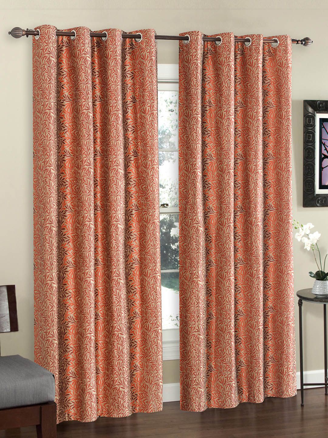 Deco Window Set of 2 Brown Printed Door Curtains Price in India