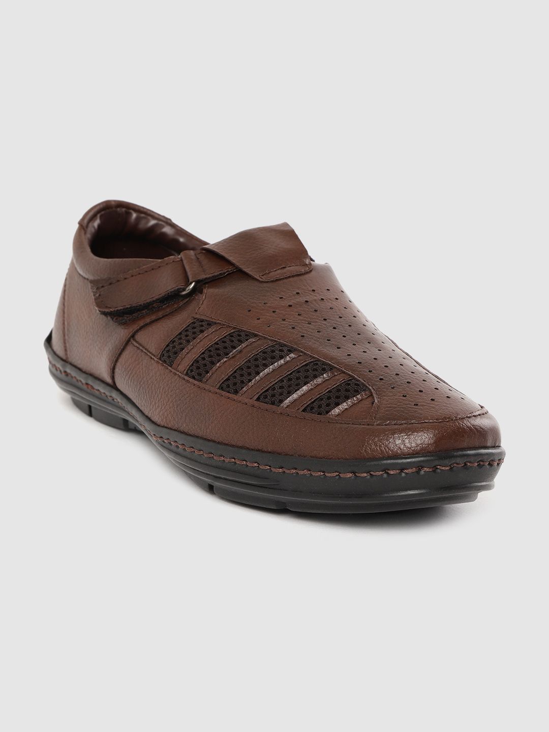 Roadster Men Brown Perforated Shoe-Style Sandals