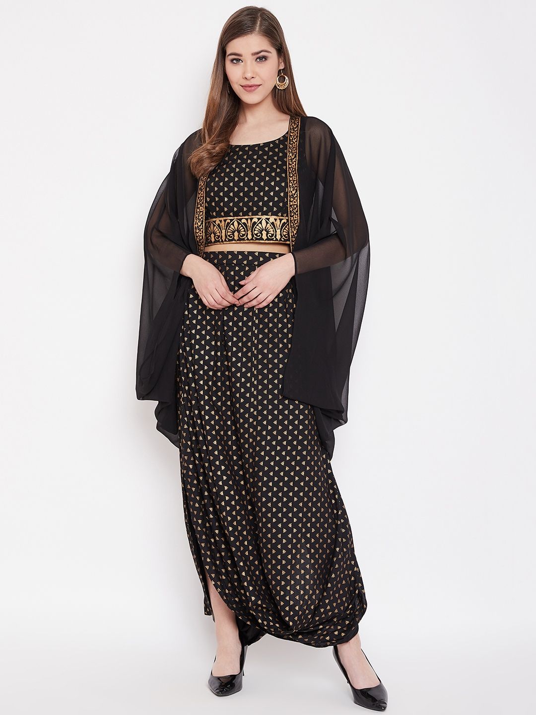 MABISH by Sonal Jain Women Black Solid Open Front Sheer Shrug Price in India